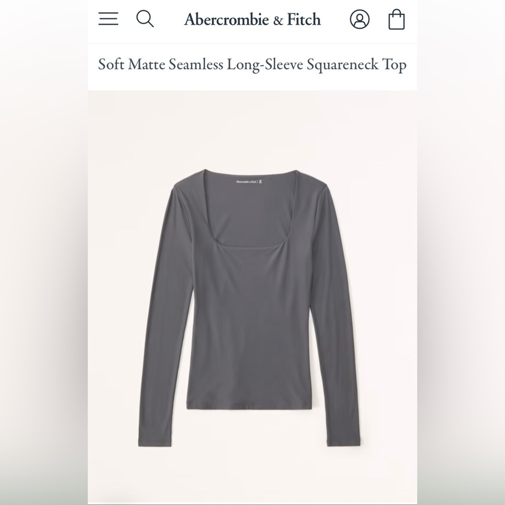 Abercrombie & Fitch Soft Matte Grey Square Neck Large Long Sleeve Shirt